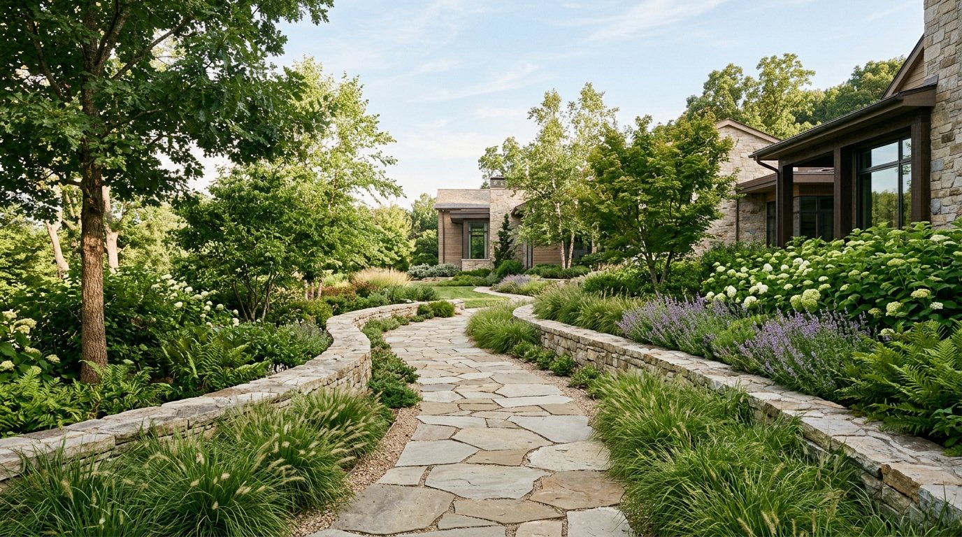 Landscaped residential estate grounds